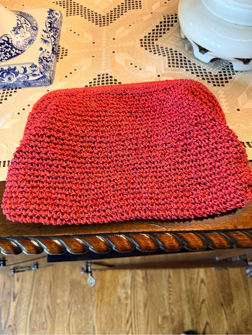 Jjill Woven Red Clutch. Clap closure. Never used . NWOT